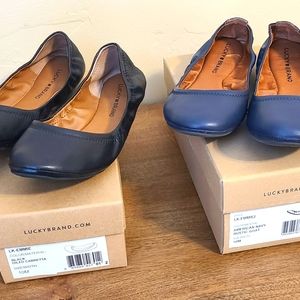 Two Pair Lucky Emmie Ballet Flat Size 10 Black Navy